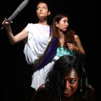 Lysander and Hermia in the forest wth Puck